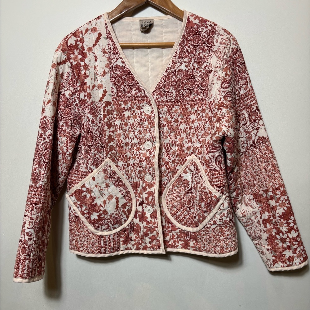 Como Vintage Women's Quilted Patchwork Button Up Jacket - Size Medium